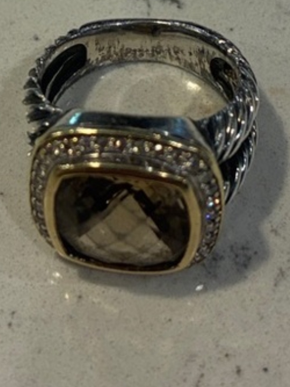 DAVID YURMAN ALBION MOONLIGHT ICE 17MM SMOKY QUARTZ DIAMOND RING SIZE 6 - Picture 3 of 16